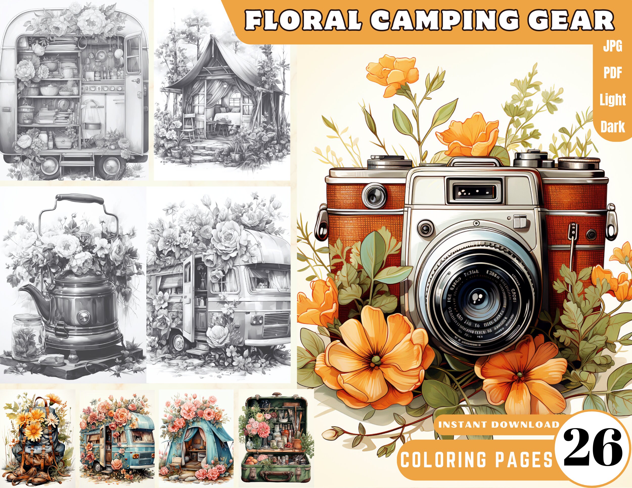 Camping Gear Coloring Page