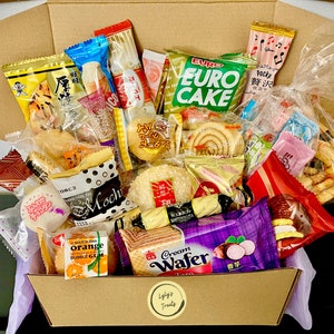 Asian Snack Box Japanese, Korean, Chinese, Taiwanese Mixed, Assorted Snacks and Sweets Mystery Treat Box Gift Box image 1