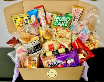 Asian Snack Box | Japanese, Korean, Chinese, Taiwanese | Mixed, Assorted Snacks and Sweets | Mystery Treat Box | Gift Box