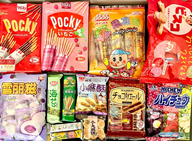 Asian Snack Box Japanese, Korean, Chinese, Taiwanese Mixed, Assorted Snacks and Sweets Mystery Treat Box Gift Box image 5