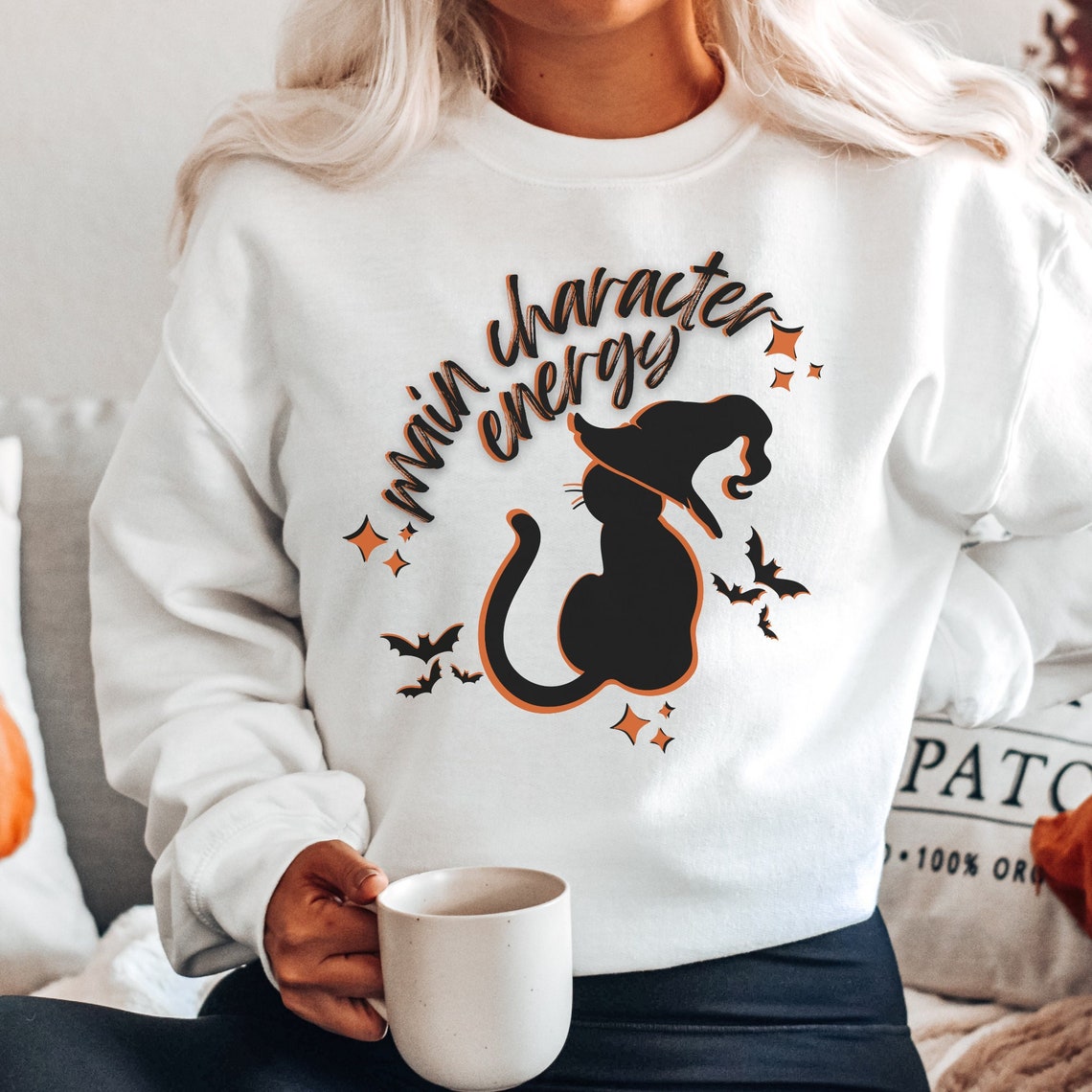 Black Cat Sweater
 Black Cat Sweatshirt Main Character Sweater for Fall Black Etsy