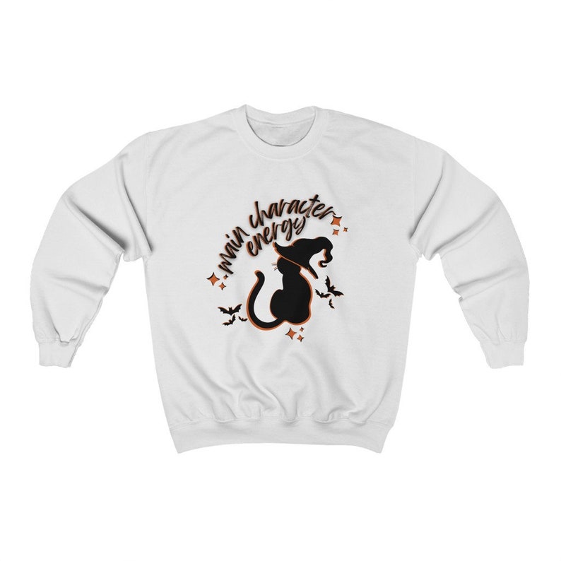 Black Cat Sweatshirt Main Character Sweater for Fall Black Etsy