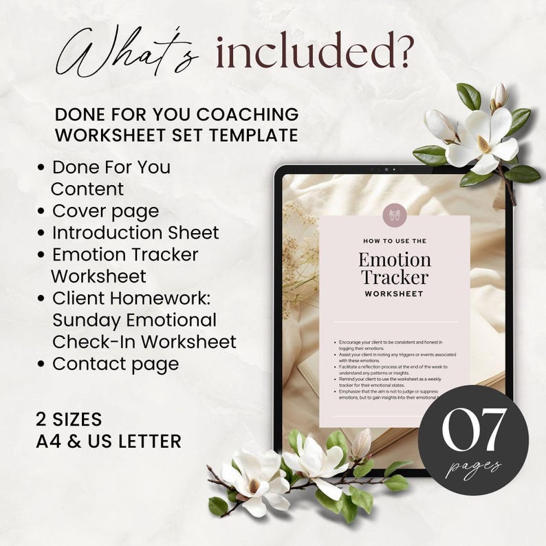 Emotion Tracker Coaching Worksheet Template, Life Coach Workbook ...