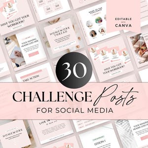 Publicaciones de retos en redes sociales, plantilla de Instagram para coaching de salud, Facebook, coach de vida, nutrición, bienestar, belleza, creador de cursos, Canva