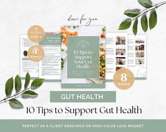 Gut Health Handout, 10 Healthy Gut Tips, Nutrition Coach Course Resource, Wellness Lead Magnet, Editable Coaching Content, DFY Client Guide