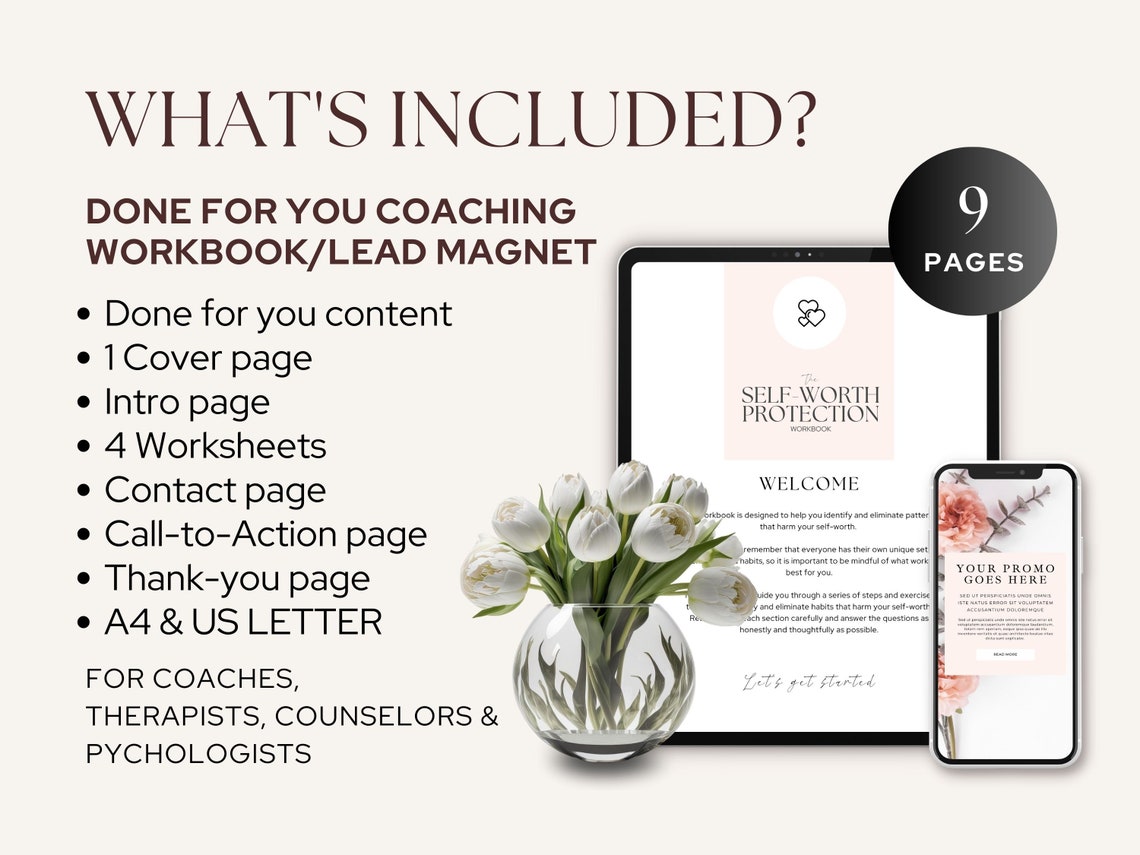 Self Worth Workbook, Coaching Worksheet Template Canva, Done for You ...