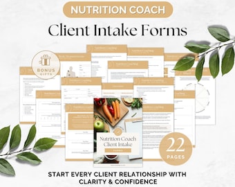 Nutrition Coach Intake Form, Editable New Client Questionnaire, Client Onboarding Template, Wellness Assessment, Dietitian Welcome Packet