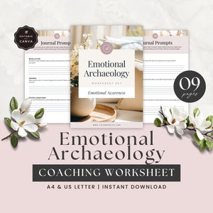 Emotional Intelligence Coaching Worksheet with Journal Prompts, Life Coach Workbook, Self Reflection Tool, Done For You, Canva Template