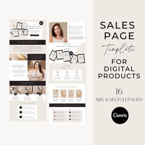 Sales Page Template Canva, Canva Digital Product Sales Page, Digital Products Template, Ebook Template Business Coaching Canva, NTRL