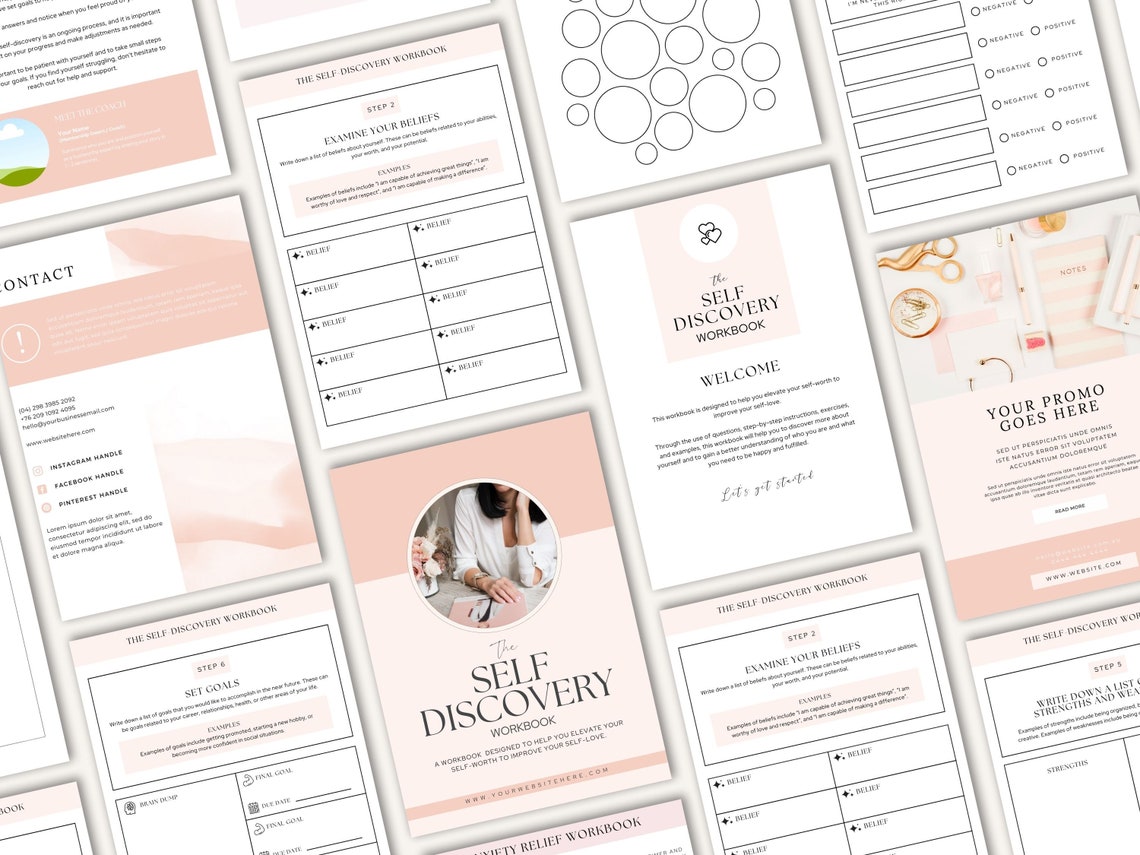 Self Discovery Workbook Coaching Worksheet Template Canva - Etsy