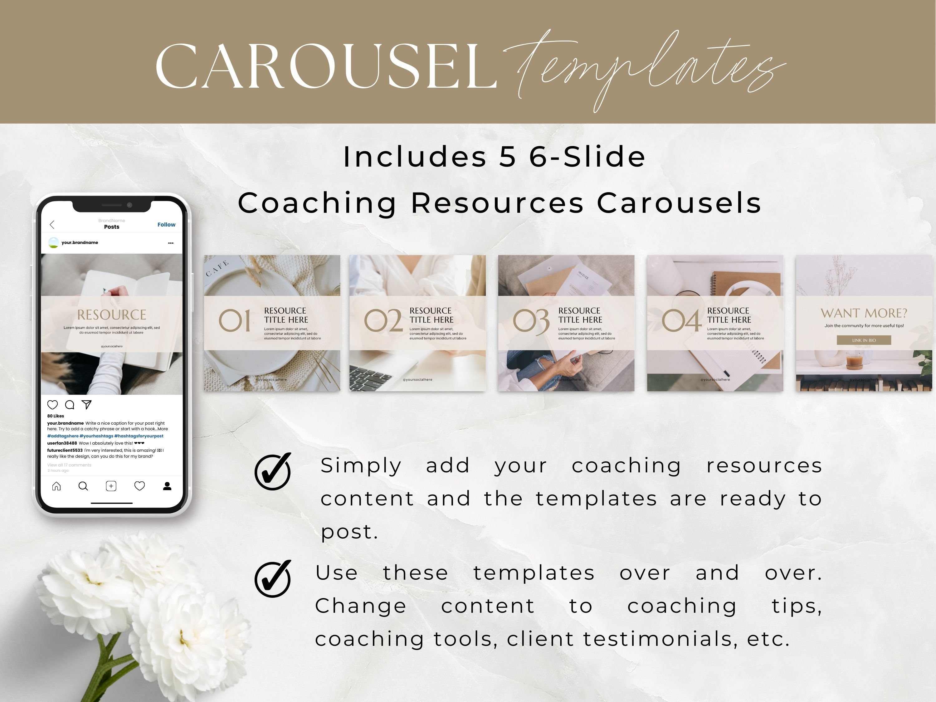 Instagram Carousel Template for Coaches, Life Coach, Slide Post, Feed ...