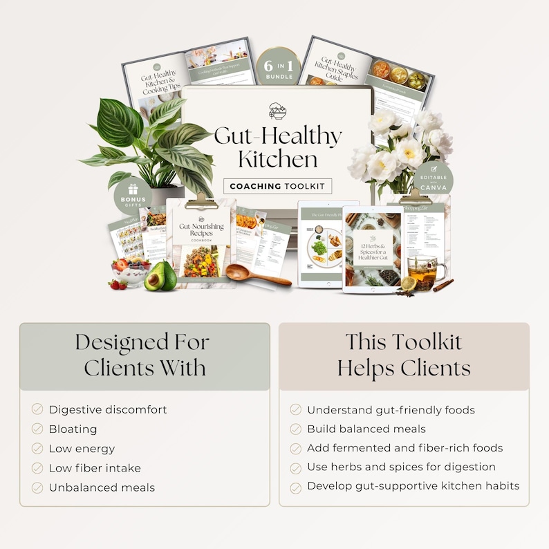 Gut Health Toolkit Canva Template Bundle for Holistic Wellness ...