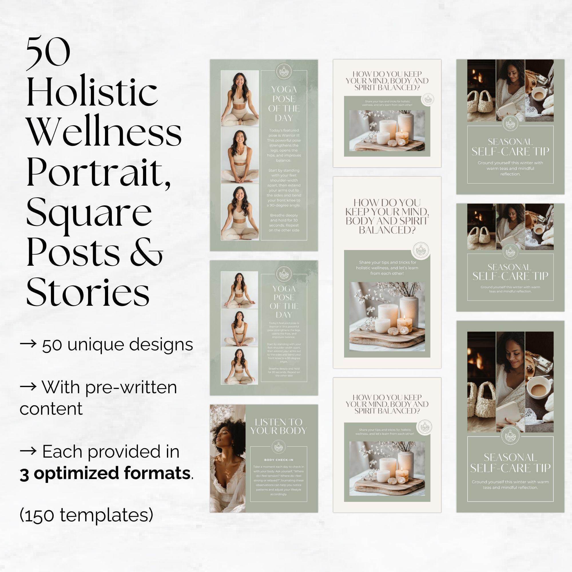 Holistic Wellness Instagram Bundle, Editable Posts Stories Reels ...