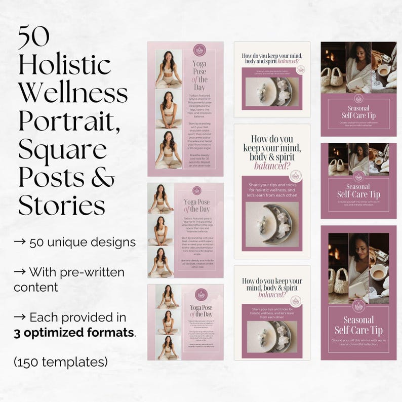 Holistic Health Instagram Bundle, Editable Posts Stories Reels Carousels Highlights Quotes, Holistic Coach Social Media, Wellness Branding image 3