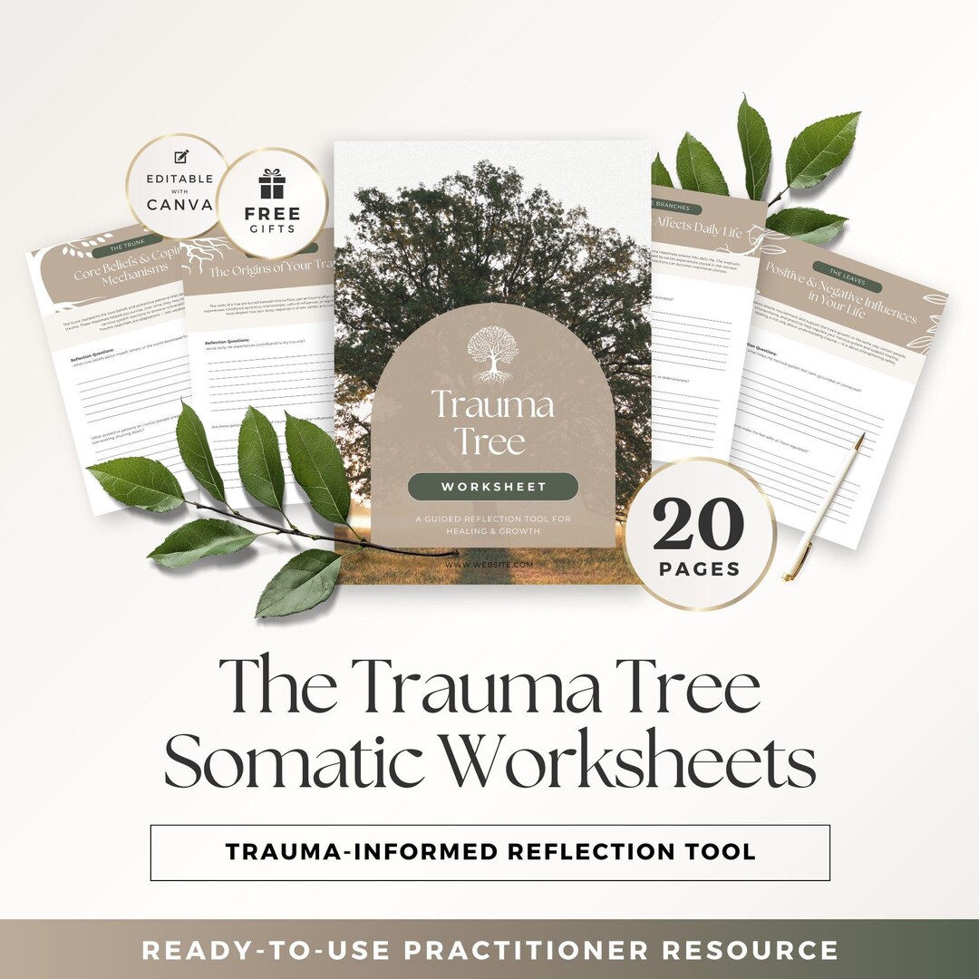 Somatic Worksheets Canva Template | Trauma Tree Inspired Nervous System ...