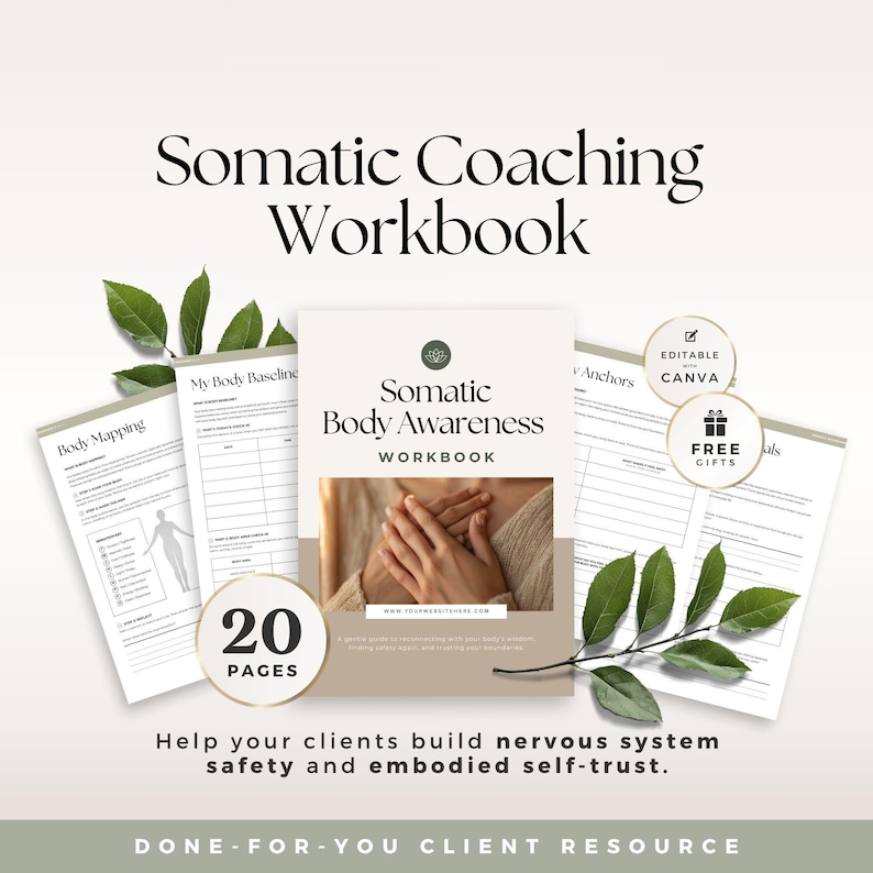 Somatic Therapy Workbook for Coaches Canva Template, Body Awareness ...