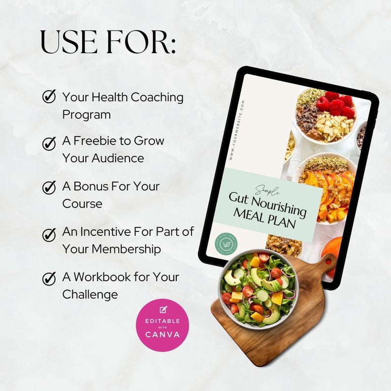 Modelo de Programa de Coaching de Saúde, Coach de Nutrição, Conteúdo sobre Saúde Intestinal, Plano Alimentar PLR, E-book Pronto para Uso, Ímã de Leads, Nutricionista, Canva imagem 3