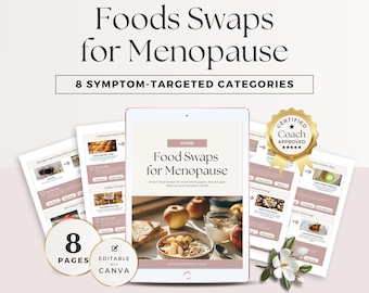 Menopause Food Swaps Guide Canva Template | Hormone Support Nutrition Handout | Symptom Relief Lead Magnet | Health Coach Client Resource