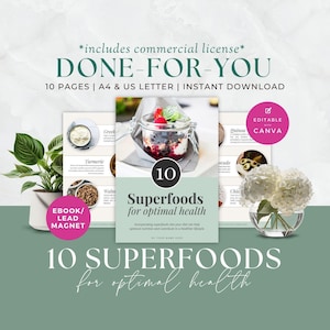 Health Coach Lead Magnet, Nutrition Coaching Ebook, Superfoods Guide for Clients, Done For You, Course Resources, Handout, Canva Template