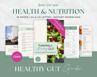 Vorlage für ein Gesundheitscoaching, Ernährungscoach, Gesundes Mikrobiom, Ernährungswissenschaftlerin, Done For You Ebook, Forms, Flyer, Instagram, Canva