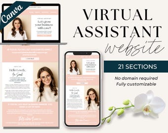 Plantilla de sitio web de asistente virtual, sitio web de Canva, plantillas VA, administrador de redes sociales, entrenador, asistente personal, autónomo, hecho para usted