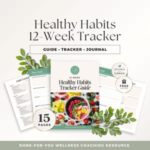 Gesunde Gewohnheiten Tracker, Vorlage für ein Gesundheitscoaching-Programm, Ernährungscoach, Wohlbefinden, Ernährungswissenschaftlerin, Done For You-Inhalt, Handout, Canva