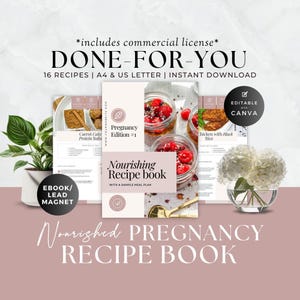 Pregnancy Recipe Book and Meal Planner, Cookbook, Grocery List, Health Coaching Program Template, Nutrition Coach, Doula, Done For You, PDF