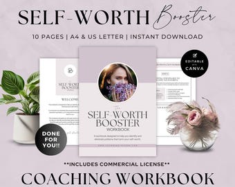 Life Coach Workbook, Coaching Worksheet Template Canva, Done For You, Self Worth, Self Love, Self Esteem, Mindfulness, Journal Prompt, Guide