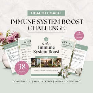 Immune System Boost Challenge Guide, Wellness Program Workbook for Health Coaches, Nutritionists, & Holistic Practitioners, Canva Template