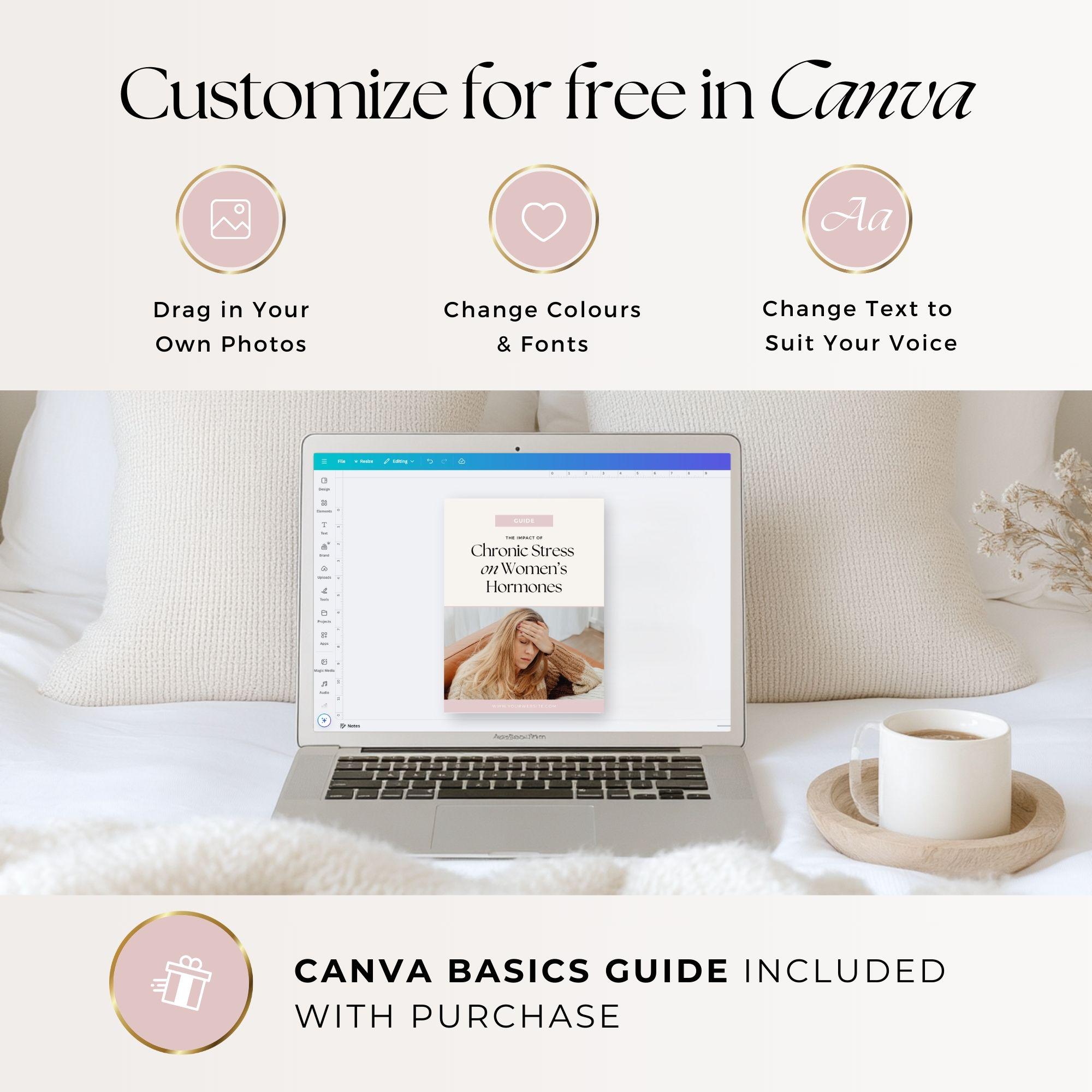 Stress & Hormone Health Guide Canva Template for Women’s Wellness ...
