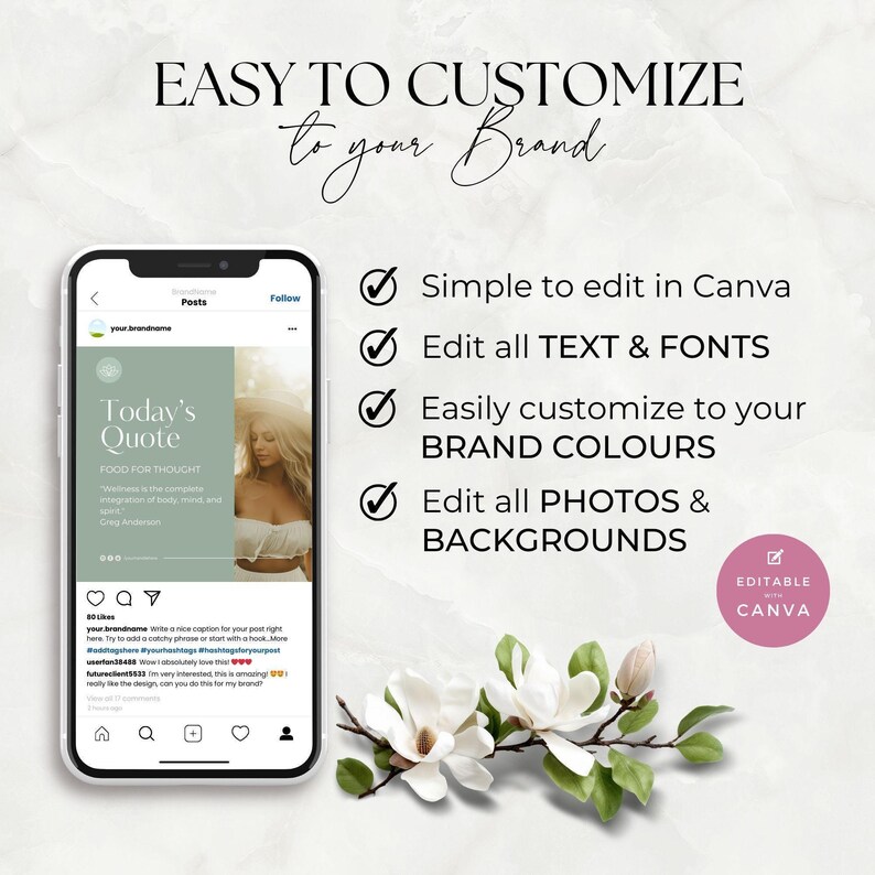30 Wellness Coach Instagram Templates | Affirmations, Tips, Engagement & Promo Posts | Pre-Written Content for Health Coaches | Social Media image 5
