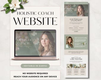 Holistic Coach Website, Canva Website Holistic Coach, Holistic Health & Wellness Branding and Stock Images, Done For You Coaching Content