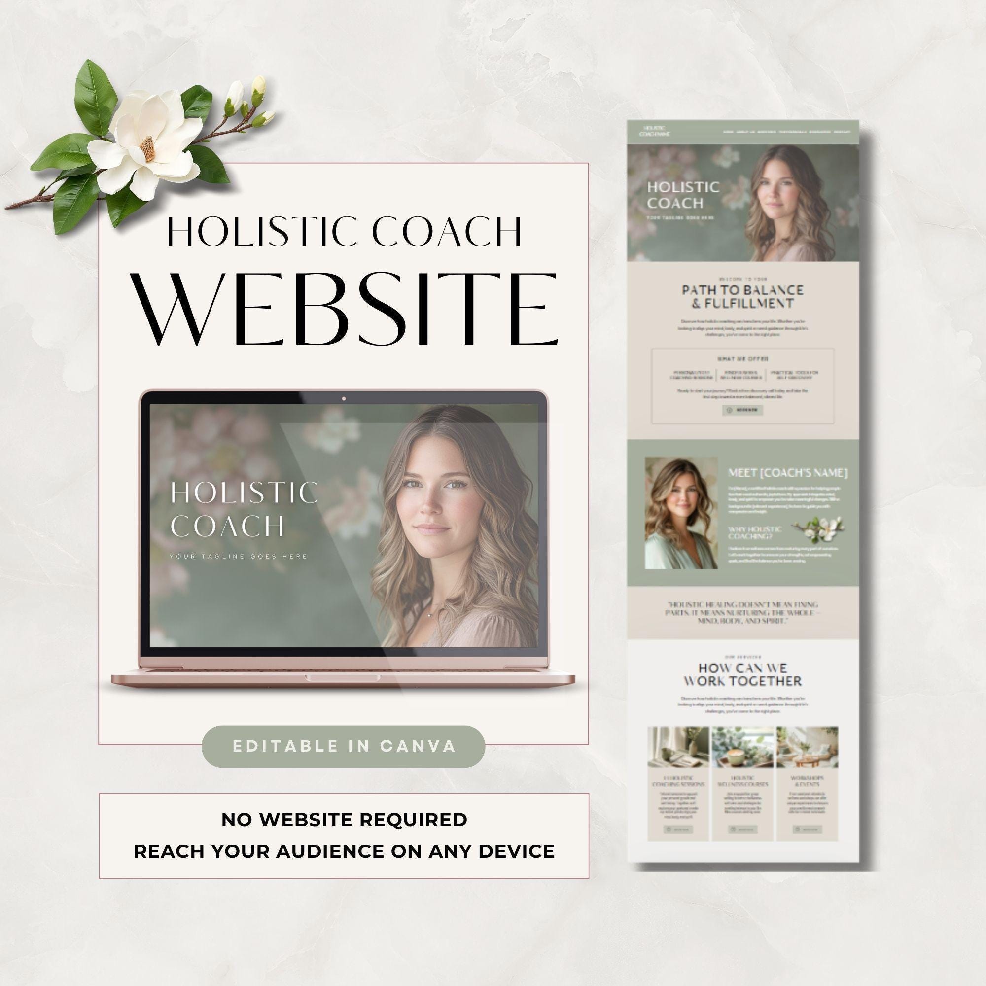 Holistic Coach Website, Canva Website Holistic Coach, Holistic Health ...