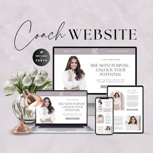 Canva Website Template für Coach, Business, Service, Für Dich erledigt, Coaching Programm, Kurse, Eine Seite, Clean Simple, Feminines Design, Lilac