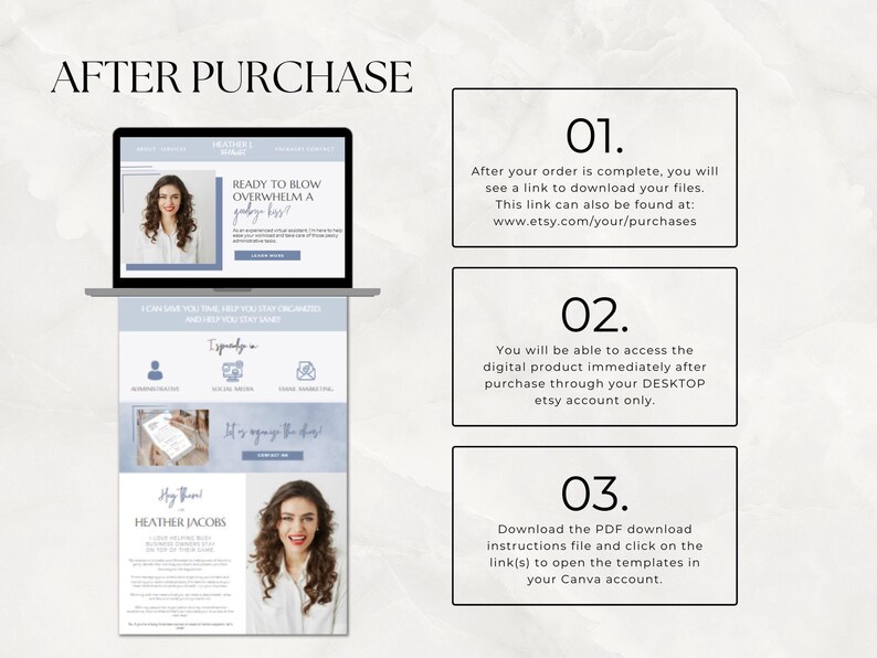 Plantilla de sitio web de asistente virtual Canva, Plantillas VA, Administrador de redes sociales, Hecho para usted, Página de ventas, Descarga instantánea, Portafolio, Azul imagen 8