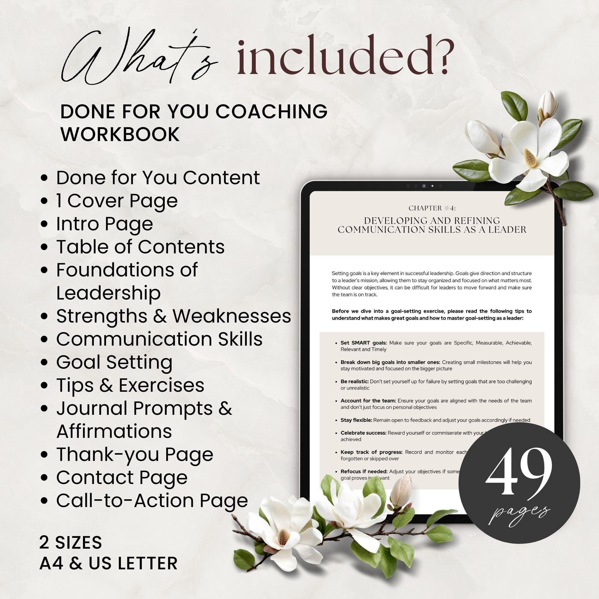Coaching Worksheets, Leadership Mindset, Done for You Workbook, Life ...
