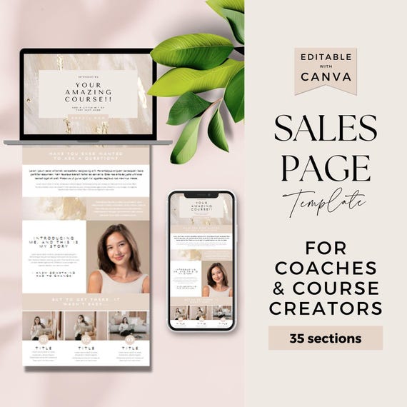 Canva Sales Page Template, Coaching Course Sales Page, Sales Landing Page Template, Coaching Program Template, Coaching Template, NTRL