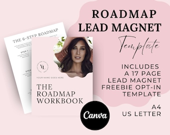 Editable Lead Magnet Canva Template for Coaches, Course Creators & Bloggers - Create a Step-By-Step Roadmap, Freebie, Workbook PDF Download