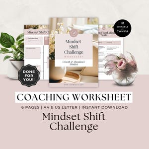 Done For You Coaching Arbeitsblatt Vorlage, Life Coach Arbeitsbuch, Kunden Sitzung, Geschäftsformulare, Karriere, Wachstum und Überfluss Mindset Shift