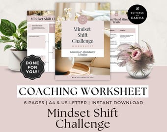 Done For You Coaching Worksheet Template, Life Coach Workbook, Client Session, Business Forms, Career, Growth and Abundance Mindset Shift