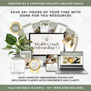 Health Coaching Onboarding Bundle, Service Pricing Guide, Nutrition Coach Welcome Packet, Intake Forms, Client Agreement, Canva Templates