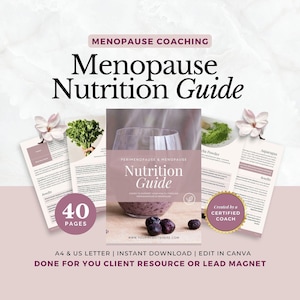 Guía nutricional para la perimenopausia y la menopausia, imán principal para coaches de salud, libro electrónico de coaching integral, recursos del curso, programa