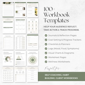 Kit de herramientas de libros electrónicos sobre salud y bienestar para Canva / Más de 250 plantillas editables de libros de trabajo, imanes de clientes potenciales y guías para entrenadores de bienestar imagen 5