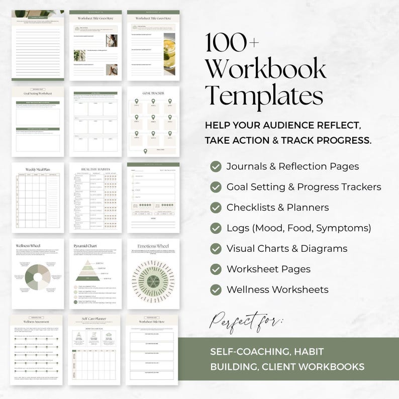 Kit de herramientas de libros electrónicos sobre salud y bienestar para Canva / Más de 250 plantillas editables de libros de trabajo, imanes de clientes potenciales y guías para entrenadores de bienestar imagen 5