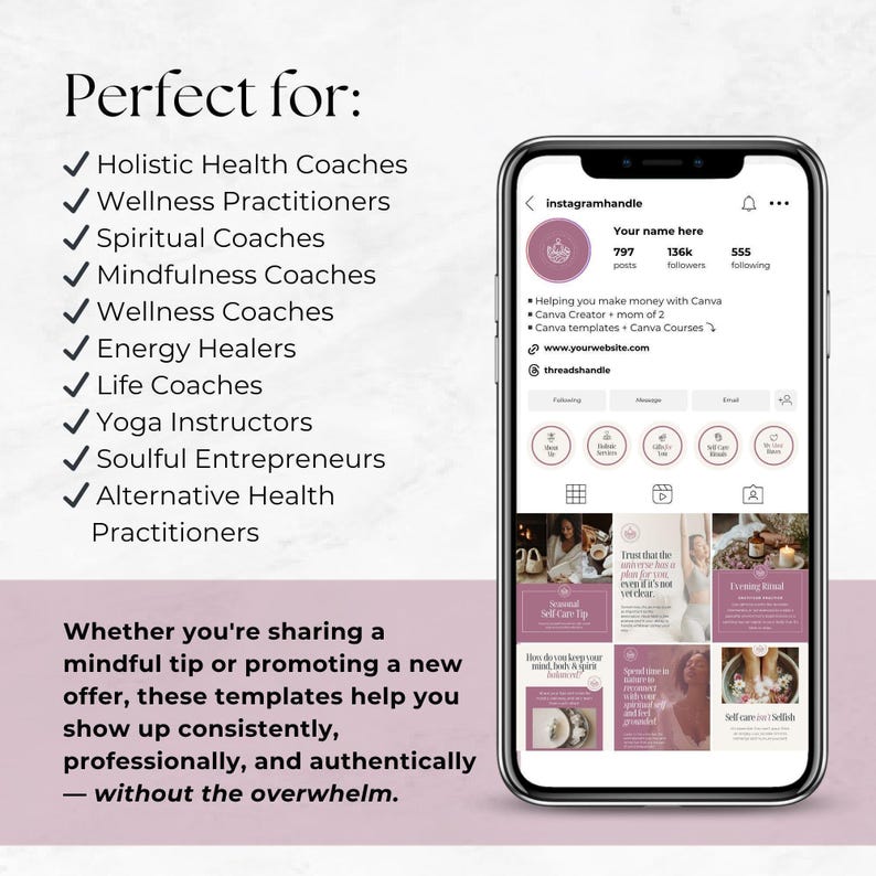 Holistic Health Instagram Bundle, Editable Posts Stories Reels Carousels Highlights Quotes, Holistic Coach Social Media, Wellness Branding image 7