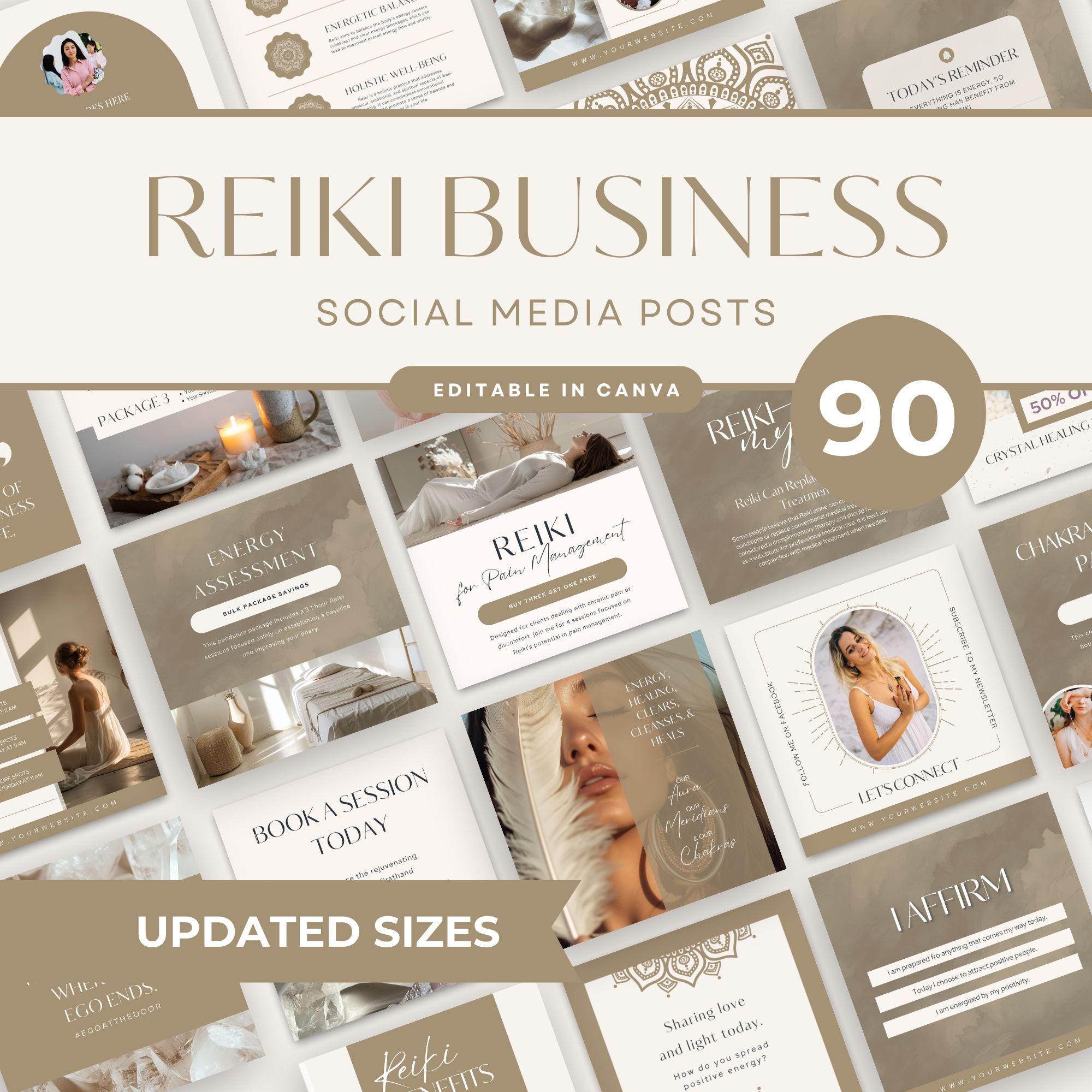 Reiki Business Instagram Templates: 90 Done For You Social Media Posts for Reiki Practitioners, Energy Healers & Spiritual Coaches, Chakra
