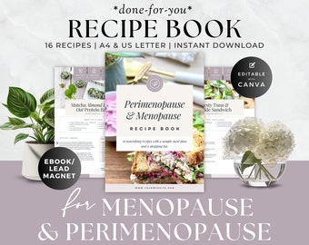 Perimenopause and Menopause Editable Recipe Book, Nutrition Coaching Ebook, Health Coach Lead Magnet, Meal Planner, Shopping List, Grocery