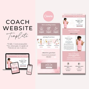 Canva-websitesjabloon, coachwebsite, websitesjablonen, website voor u klaar, website voor virtuele assistent, website met professioneel merk