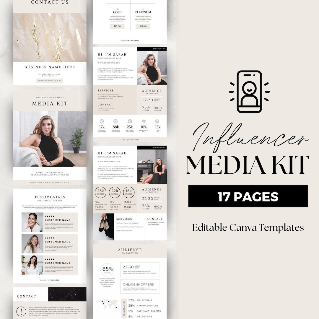 Influencer Roster Sheet Influencer Media Kit, Media Press Kit, Rate Sheet for Influencers ...