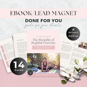 Fitness Coach Ebook und Blei Magnet, Personal Trainer Programm Vorlage, Die Vorteile regelmäßiger Übung Guide, Wellness Business, Canva